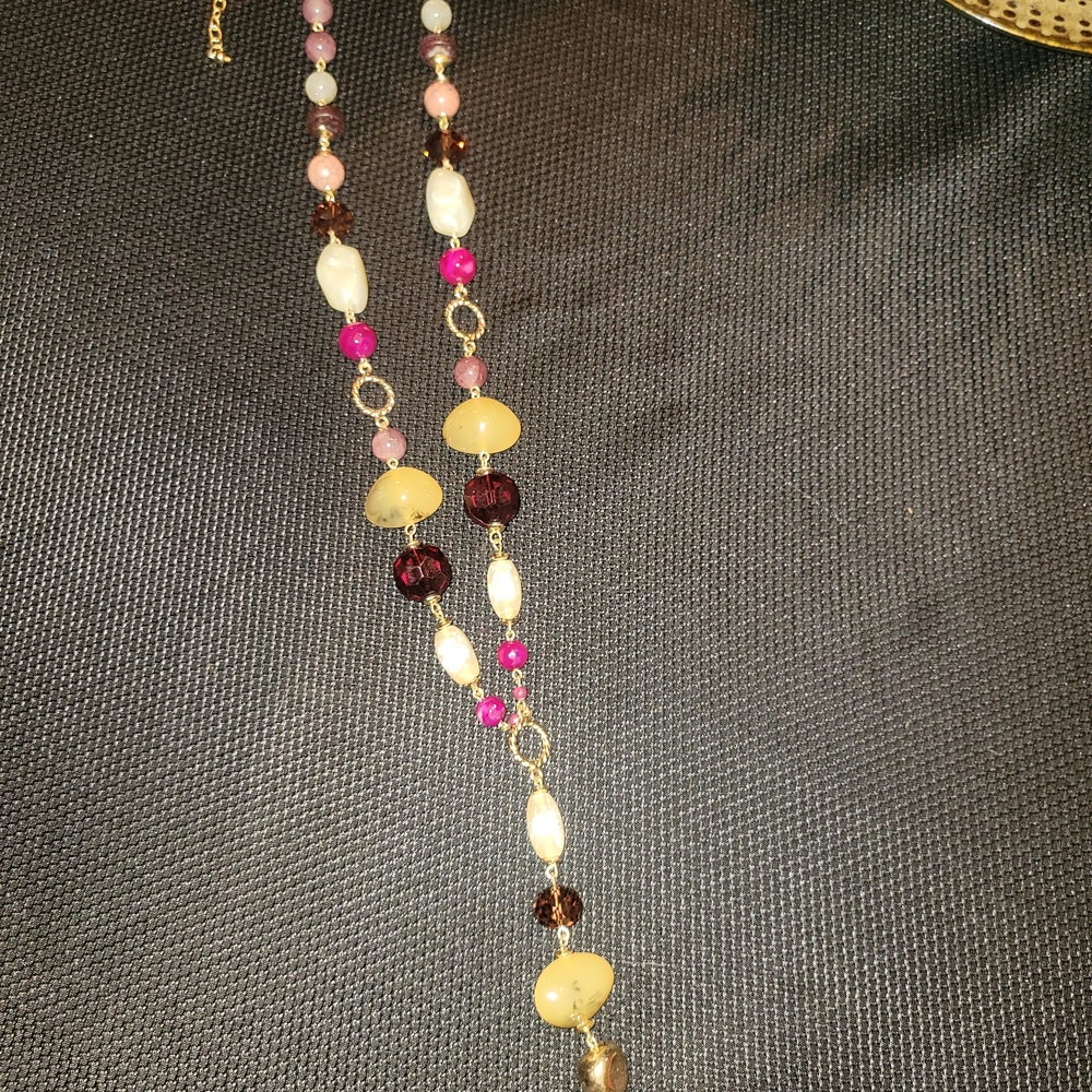 Chico's Tear Drop Style Statement Fashion 20" Multi-Color Beaded Necklace